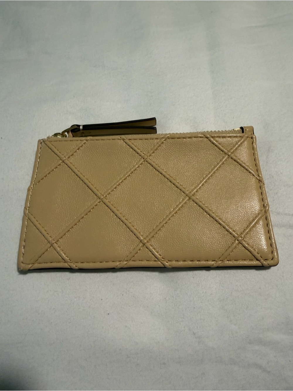 Quilted Cream Leather Zip Wallet - Women